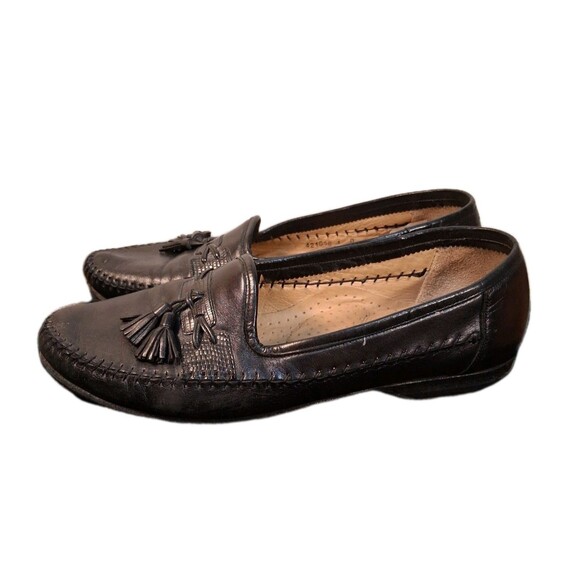 Santorini Men\'s Tassel Loafers Black Italian Leather Sz 9.5 Business Old Money main image 7